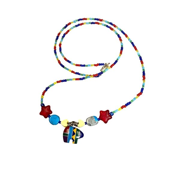 Bear Pendant Necklace Multistone Charm Boho Spiritual Jewelry Gift Festival - Picture 4 of 8